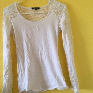 White long sleeve shirt with lace detail!